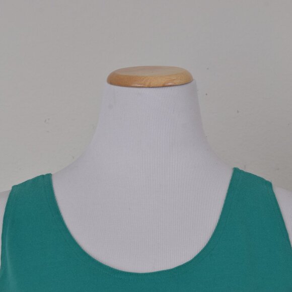 Vintage 80s Green Cotton/Poly Tank Top‎ | size L - Picture 7 of 12